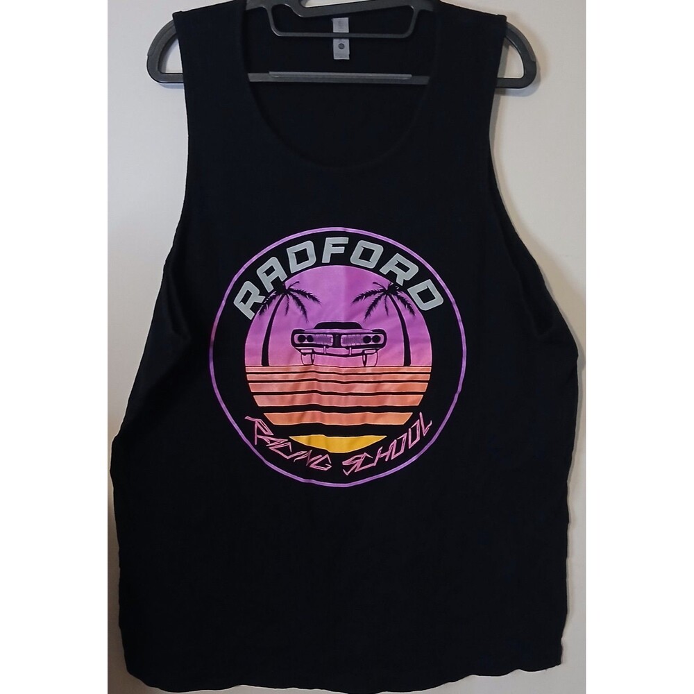 RADFORD RACING SCHOOL TANK TOP Mens XL Black Retro Racing Car Graphic Arizona